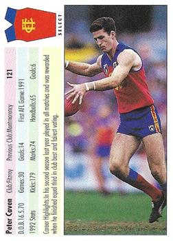 1993 Select AFL #121 Peter Caven Back